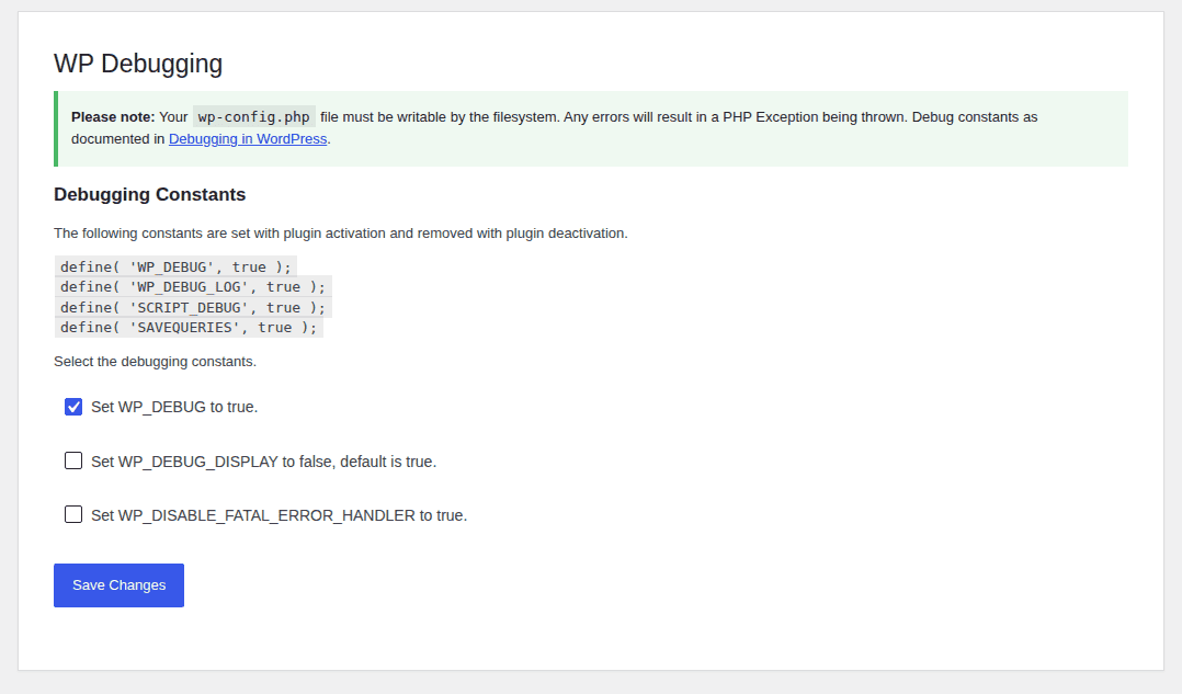WP Debugging cleanup settings after a debugging session