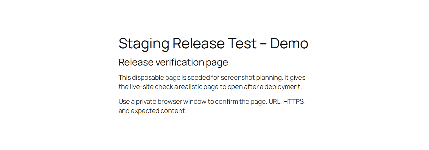 Published WordPress page for frontend verification