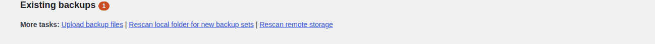 UpdraftPlus controls for uploading backup files and rescanning storage