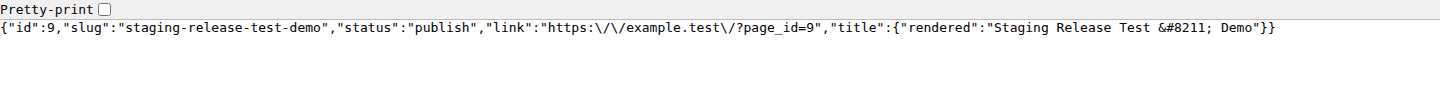 WordPress REST API JSON response for a published page