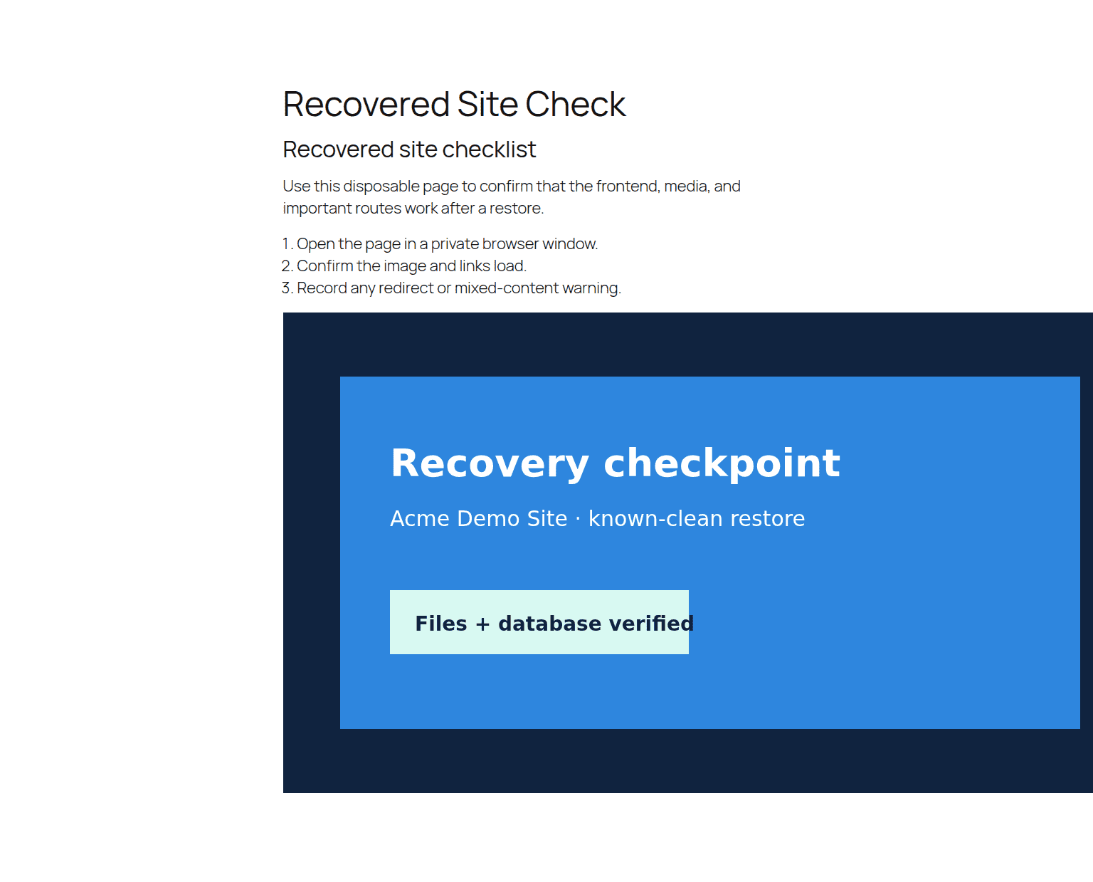 Recovered WordPress frontend page with content and media