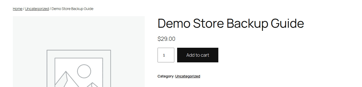 WooCommerce product page with price and Add to cart control