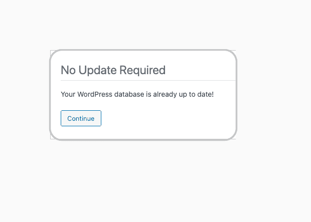 WordPress “No Update Required” result message