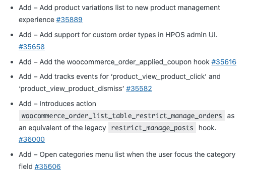 Plugin changelog showing release notes and version changes