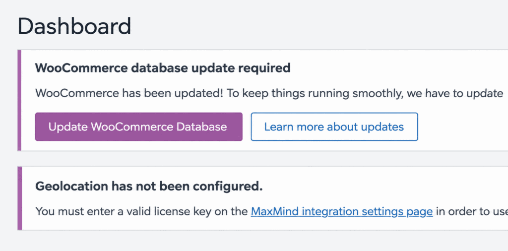 woocomerce database update required image 